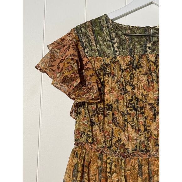 Anthropologie Let Me Be Peasant Blouse With Tassel Accent Muted Colors Size 6 - Picture 3 of 9